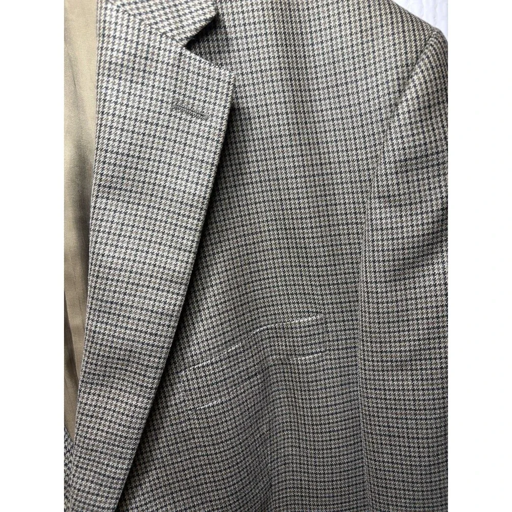 Lauren Ralph Lauren Men's Brown Houndstooth Silk/Wool Blazer 46R Two Button